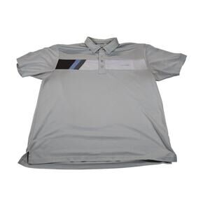Travis Mathew Polo Shirt Mens 2XL Blue Gray Colorblock Golf Athletic Performance